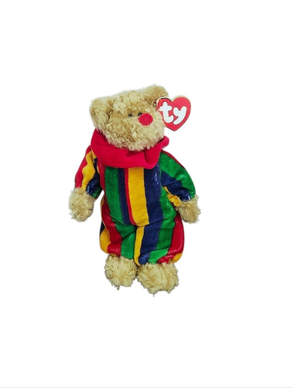 Ty Beanie Baby Plush Bear in Colorful Rainbow Stripes